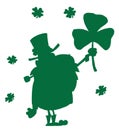 Happy Leprechaun With Shamrock Green Silhouette