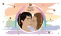 Happy lesbian couple kissing each other Watercolor LGBT Vector