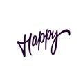 Happy letter sign. Black color hand drawn vector sign.