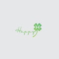 Happy lettering with cute flower logo design template