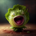 Happy lettuce cartoon character