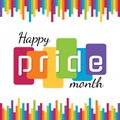 Happy lgbt pride month banner with typography text on abstract modern sharp rainbow Sticks background vector design Royalty Free Stock Photo