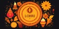 happy Lhori banner illustration style indian background festival blank design greeting card