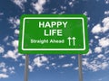 Happy life road sign