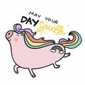 happy life unicornMay your day sparkle Happy unicorn cartoon illustration