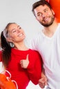 Happy lifeguard couple with equipment