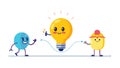 Happy Light Bulbs Sharing an Idea, Communication & Innovation, vector design Generative AI Royalty Free Stock Photo