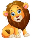 Happy lion cartoon sitting