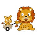 Happy lion family, vector cartoon illustration Royalty Free Stock Photo