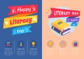Happy Literacy Day Collection of Colorful Posters