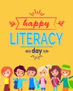 Happy Literacy Day Poster Vector Illustration