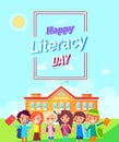 Happy Literacy Day Colorful Vector Illustration