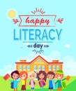 Happy Literacy Day Colorful Vector Illustration