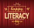 Happy Literacy Day Sketch with Pencil Text Vector