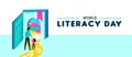 World literacy day web banner for kids education Royalty Free Stock Photo