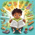 Happy Literacy Day. Young People celebrate Literacy Day by reading books. Ai Generated