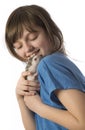 Happy litle girl with her pet African pygmy hedgehog Royalty Free Stock Photo