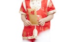 Happy Little asian boy in chinese traditional dress and hands ho Royalty Free Stock Photo