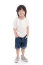 Happy little asian boy on white background Royalty Free Stock Photo