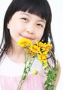 Happy little girl with yellow daisy Royalty Free Stock Photo