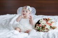 Happy little baby with angel wings Royalty Free Stock Photo