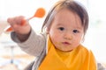 Happy little baby boy eating food Royalty Free Stock Photo