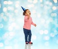 Happy little baby girl with birthday party hat Royalty Free Stock Photo