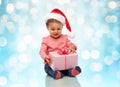 Happy little baby girl with christmas present Royalty Free Stock Photo