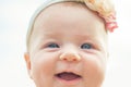 Happy little baby smiling. Health care for happy baby. Smile of little girl. Health is real beauty. Adorable smile