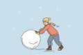 Happy little boy child make snow ball Royalty Free Stock Photo