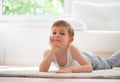 Happy little boy exercising at home Royalty Free Stock Photo