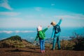 Happy little boy and girl travel in nature Royalty Free Stock Photo