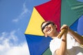 Happy little boy hold a colorful umbrella Royalty Free Stock Photo