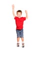Happy little boy jumping. Isolated on white Royalty Free Stock Photo