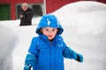 Happy Little Boy Outside on a Snowy Day Royalty Free Stock Photo