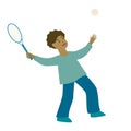 Happy little boy playing tennis Royalty Free Stock Photo