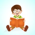 Happy little boy reading book Royalty Free Stock Photo