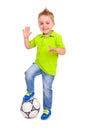 Happy little boy with a soccer ball Royalty Free Stock Photo