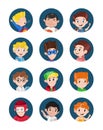 Happy little boys avatar icon set