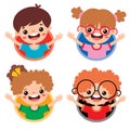 Happy Little Cartoon Children Posing