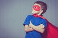 Happy little child playing superhero. Royalty Free Stock Photo