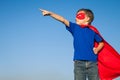 Happy little child playing superhero. Royalty Free Stock Photo