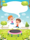 Happy Little Children Playing Trampoline Royalty Free Stock Photo