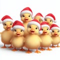 happy little ducklings with santa hats