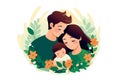 happy little family mother father and child hug each other illustration AI generated