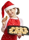 Happy little girl baking Christmas cookies Royalty Free Stock Photo