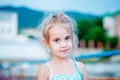 Happy little girl on beach