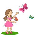 Happy little girl with butterfly