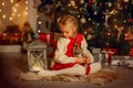 Happy little girl at Christmas eve Royalty Free Stock Photo