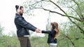 Dad and daughter walk around the city Royalty Free Stock Photo